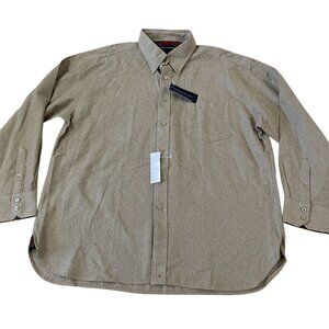 New Tommy Hilfiger Button Down Shirt Men's Size XXL 2 XL Brown Cotton Casual
